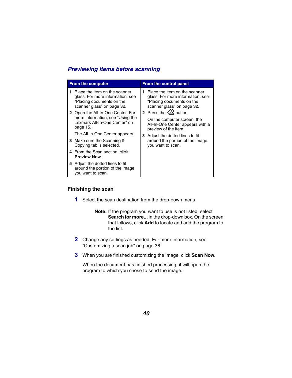 Lexmark 2300 Series User Manual | Page 40 / 77
