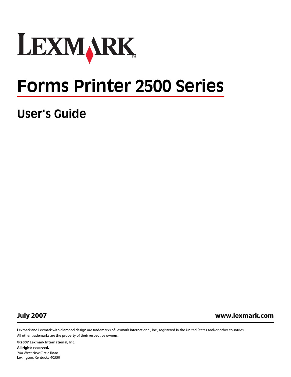 Lexmark 2500 User Manual | 85 pages