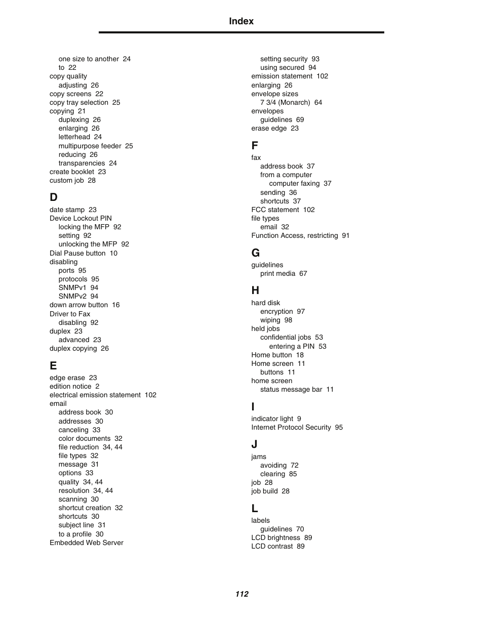 Lexmark C77x User Manual | Page 112 / 114