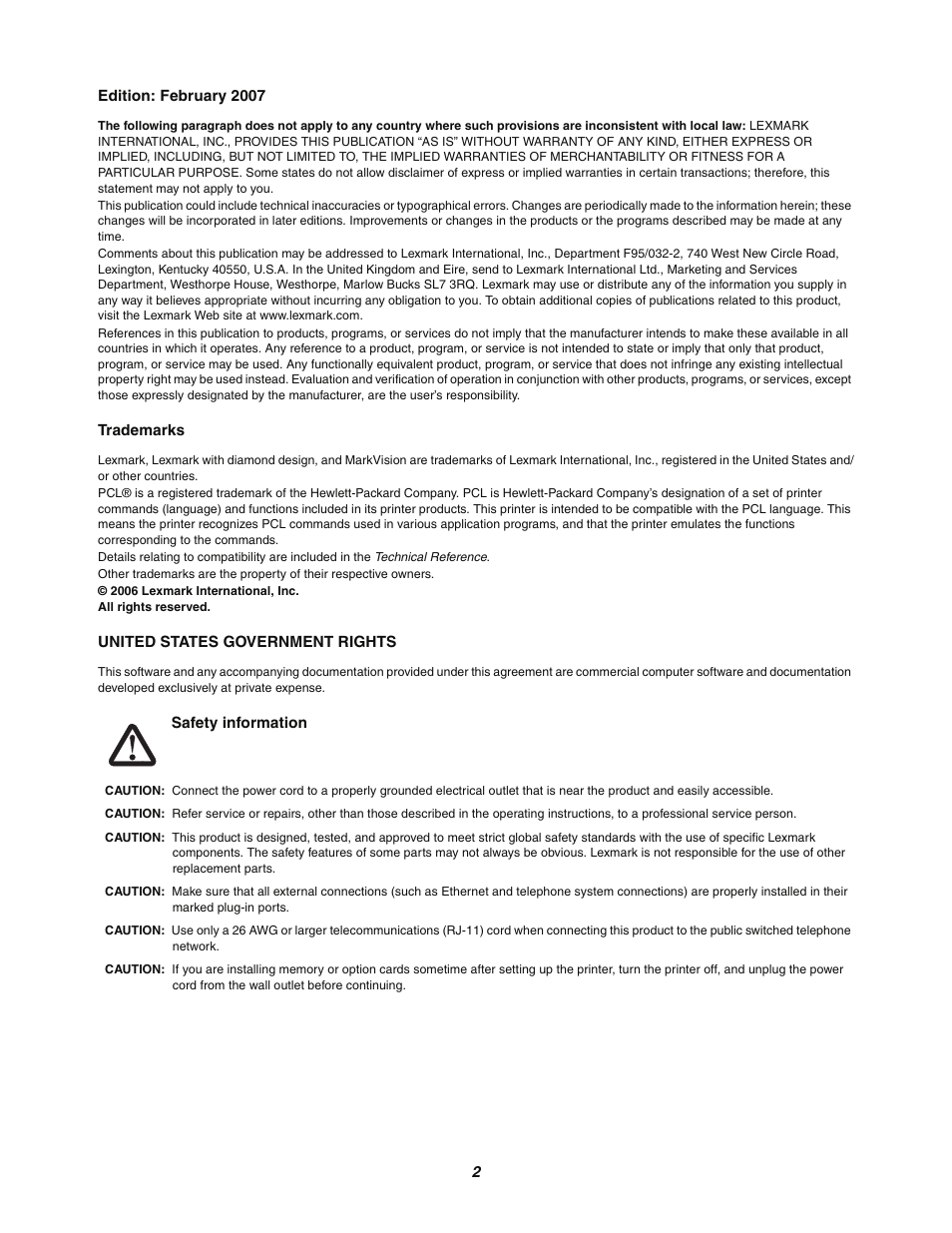 Lexmark C77x User Manual | Page 2 / 114