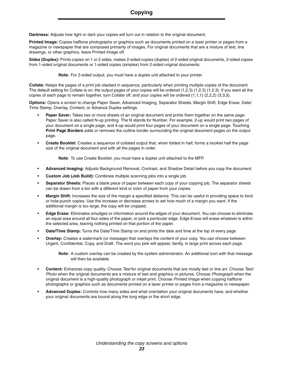 Copying | Lexmark C77x User Manual | Page 23 / 114