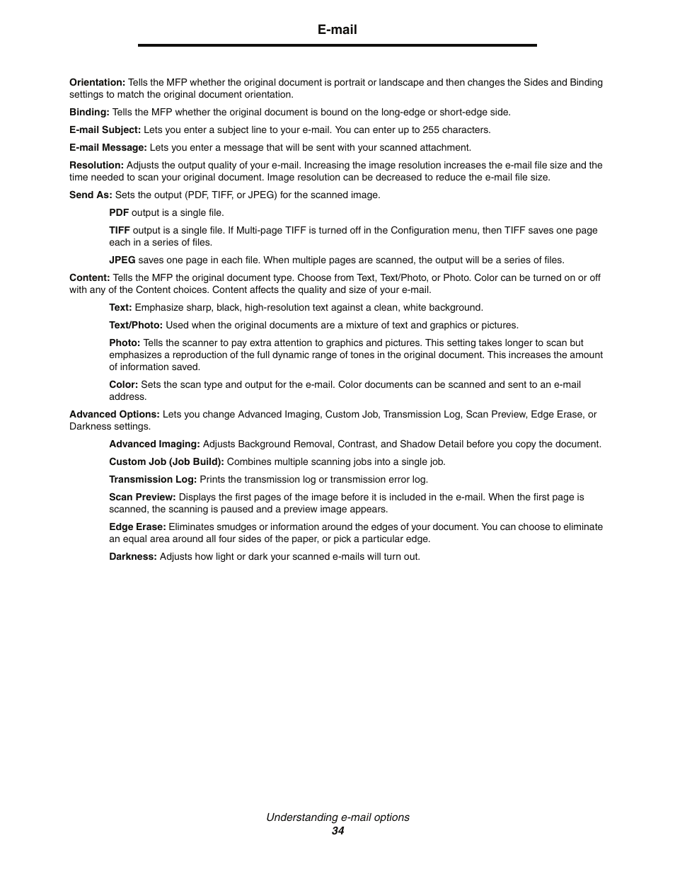 E-mail | Lexmark C77x User Manual | Page 34 / 114