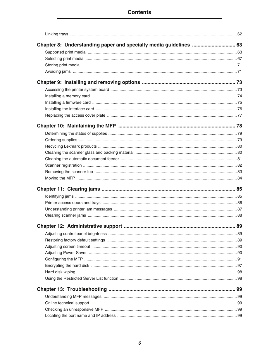 Lexmark C77x User Manual | Page 6 / 114