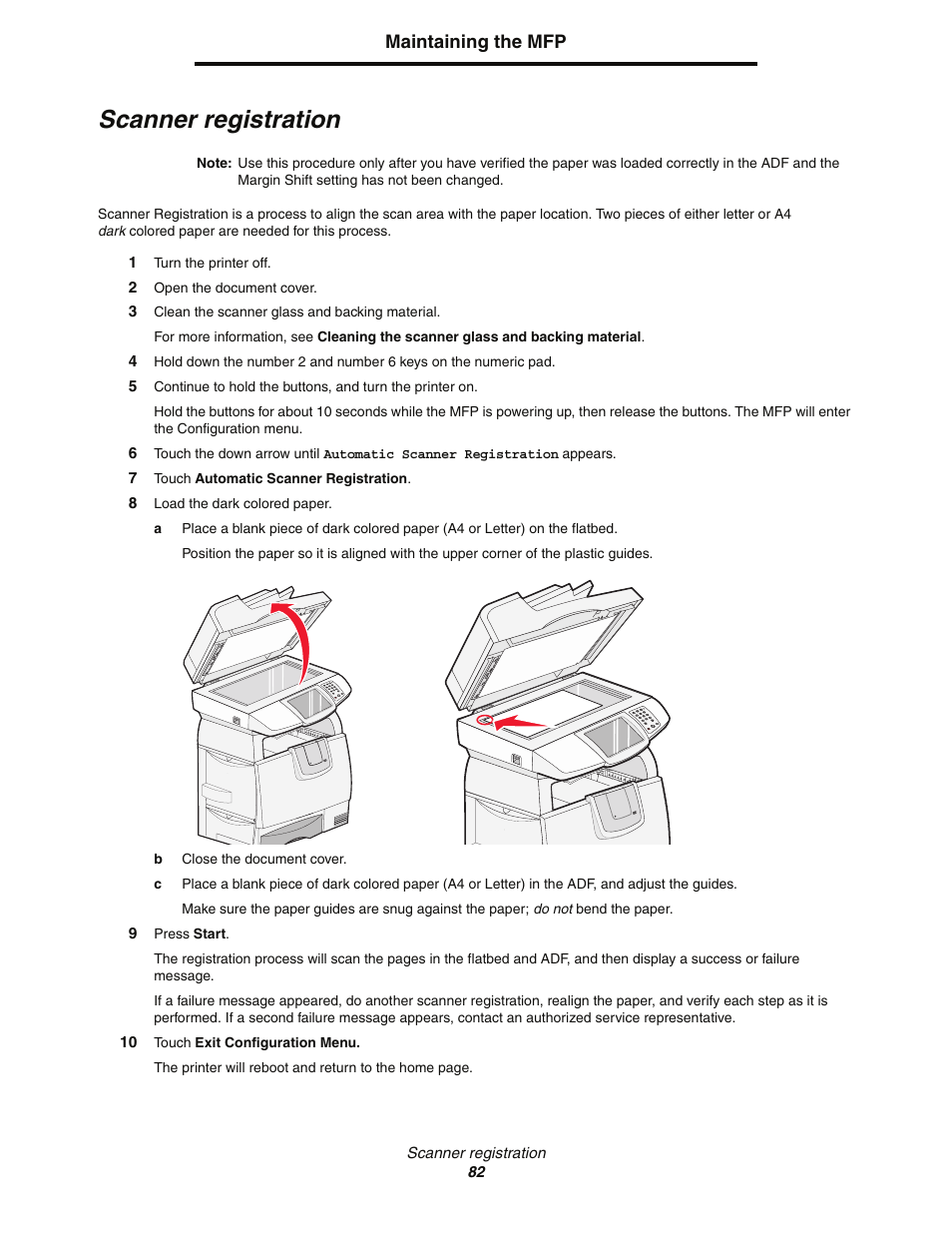 Scanner registration | Lexmark C77x User Manual | Page 82 / 114