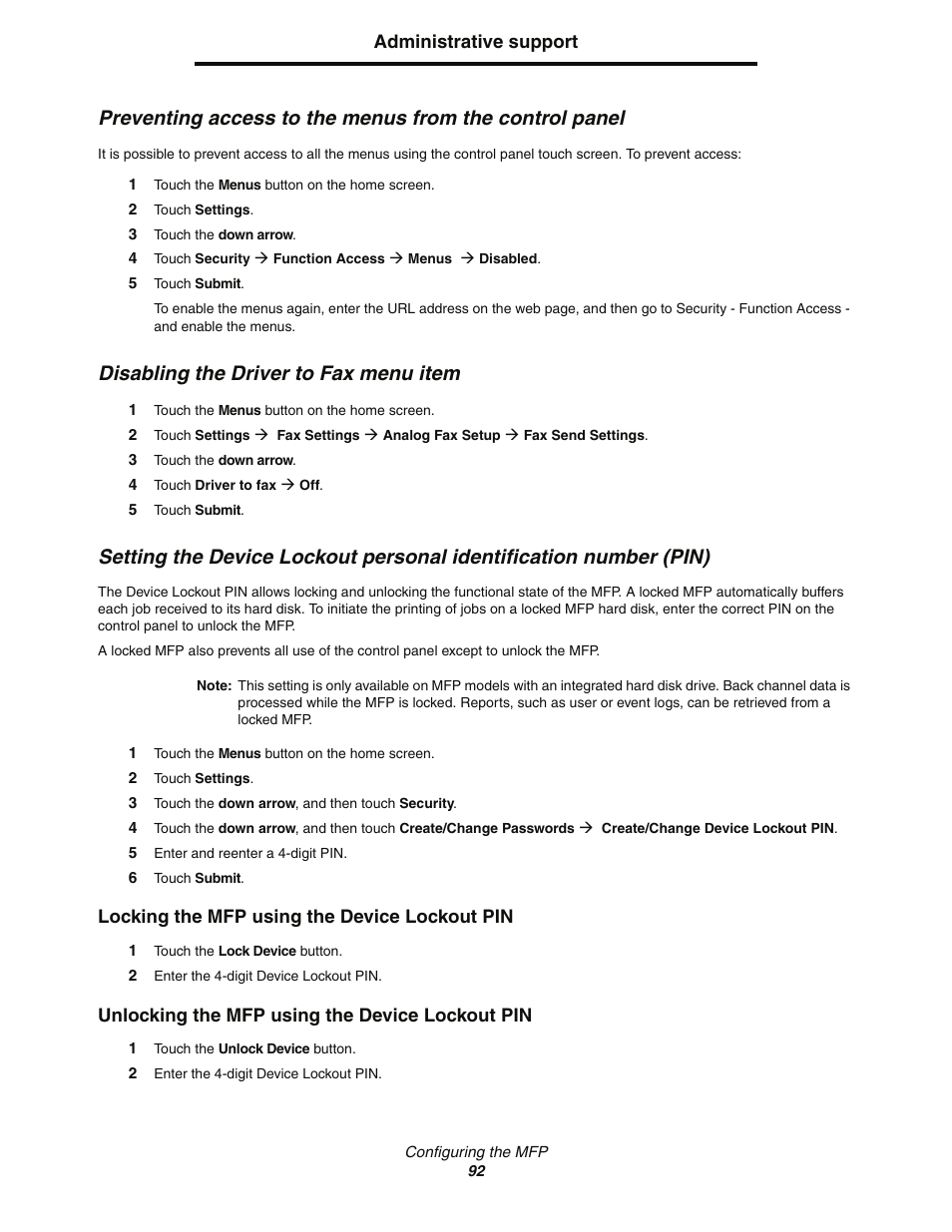 Disabling the driver to fax menu item | Lexmark C77x User Manual | Page 92 / 114