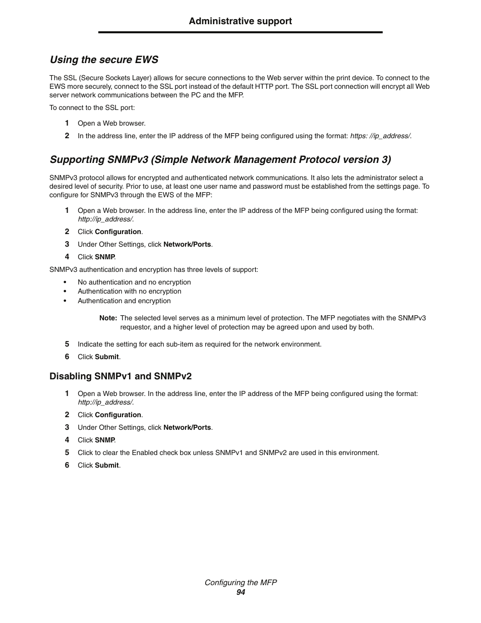 Using the secure ews | Lexmark C77x User Manual | Page 94 / 114