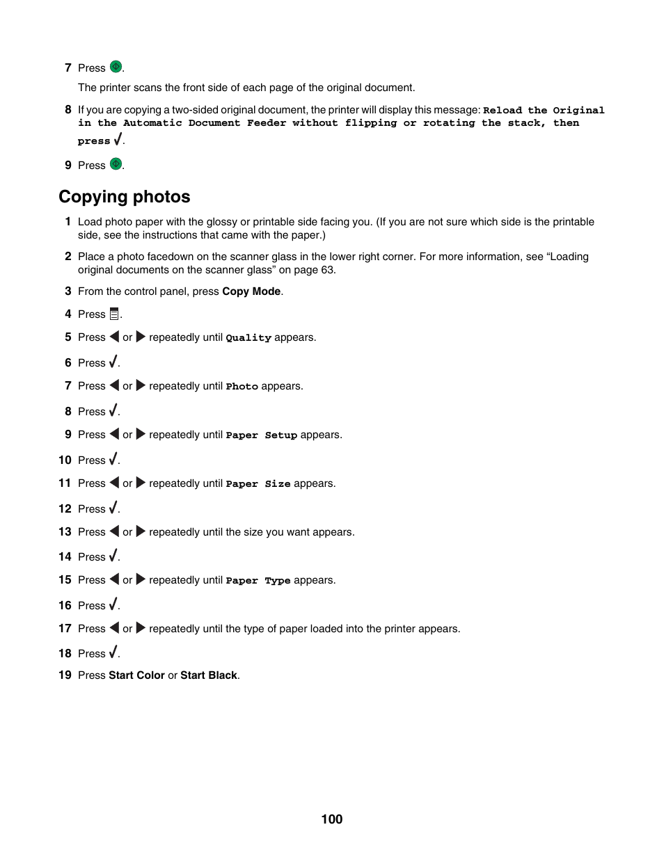 Copying photos | Lexmark 6500 Series User Manual | Page 100 / 223