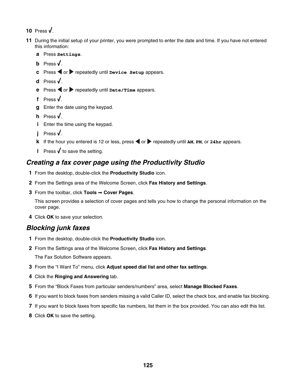 Blocking junk faxes | Lexmark 6500 Series User Manual | Page 125 / 223