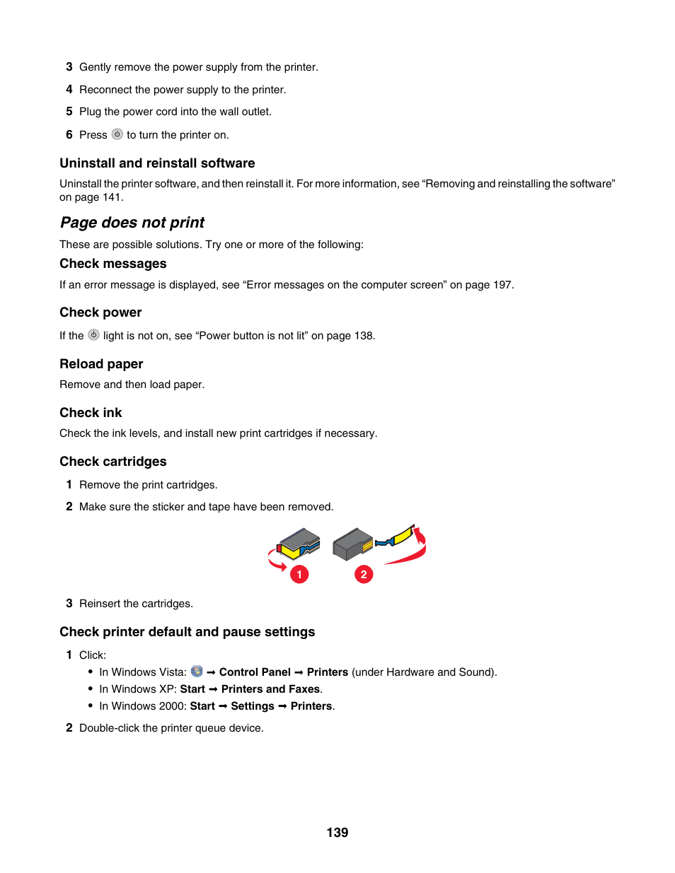 Page does not print | Lexmark 6500 Series User Manual | Page 139 / 223