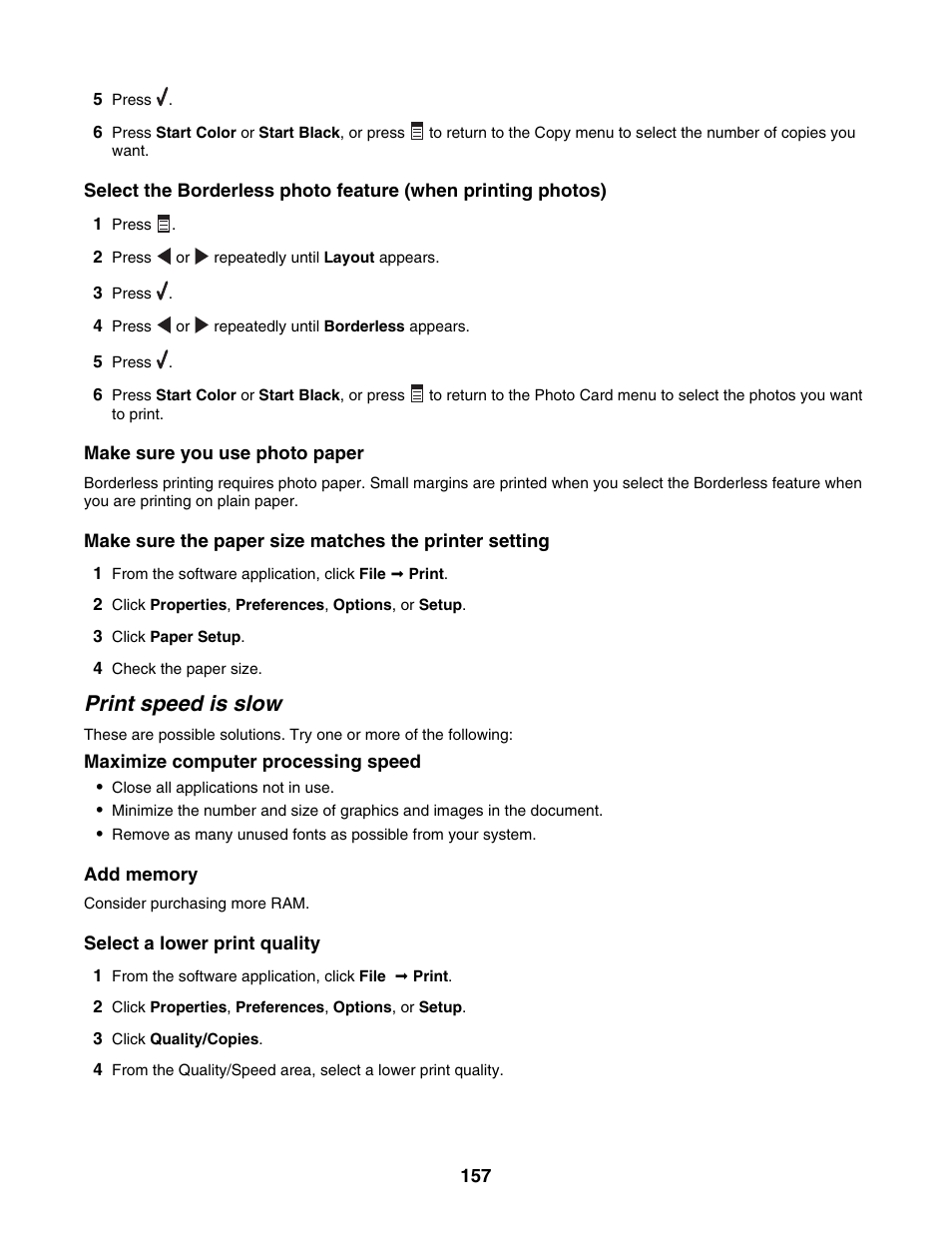 Print speed is slow | Lexmark 6500 Series User Manual | Page 157 / 223