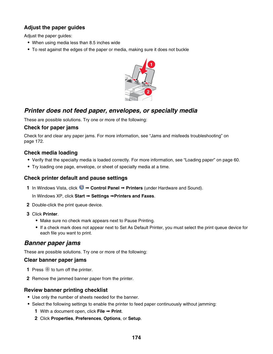 Banner paper jams | Lexmark 6500 Series User Manual | Page 174 / 223