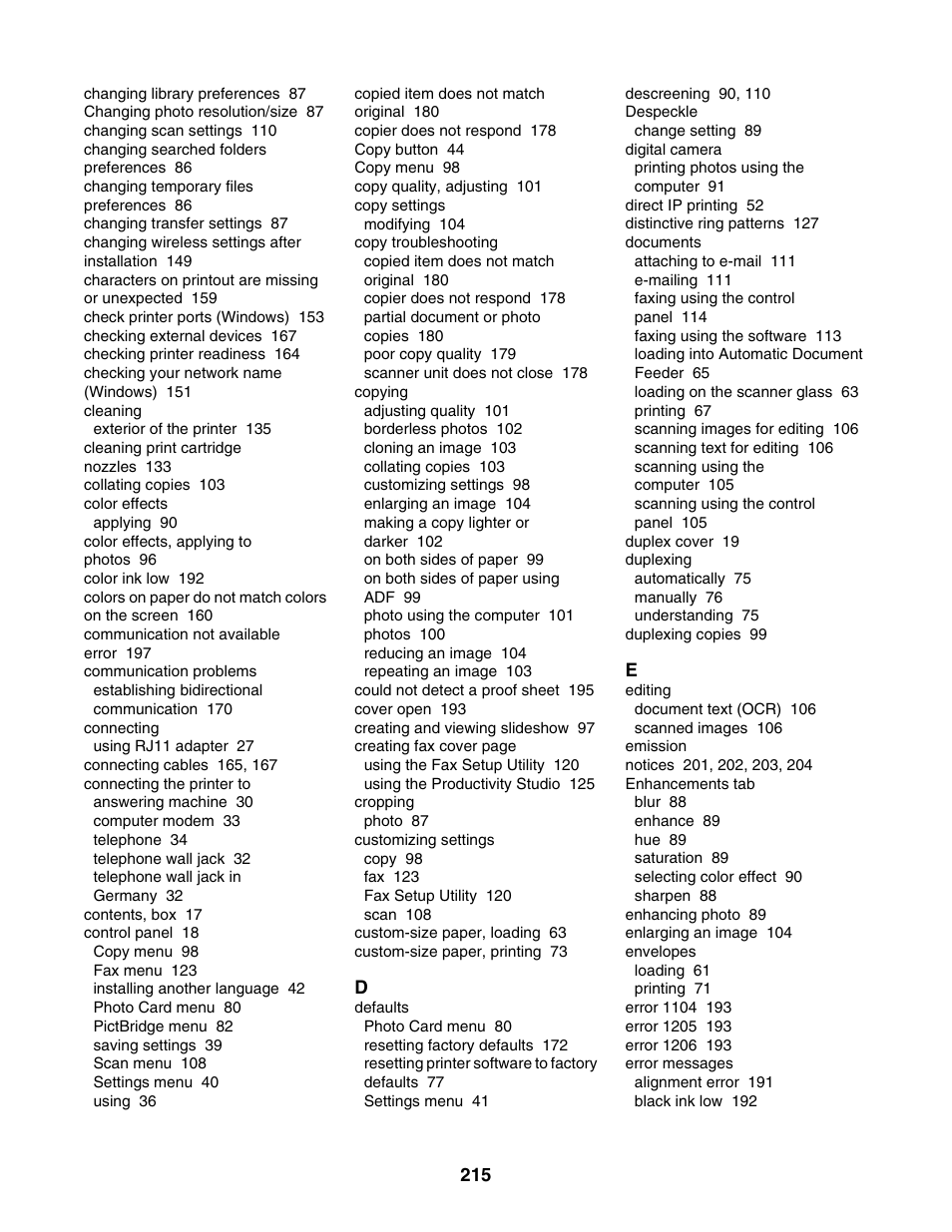 Lexmark 6500 Series User Manual | Page 215 / 223