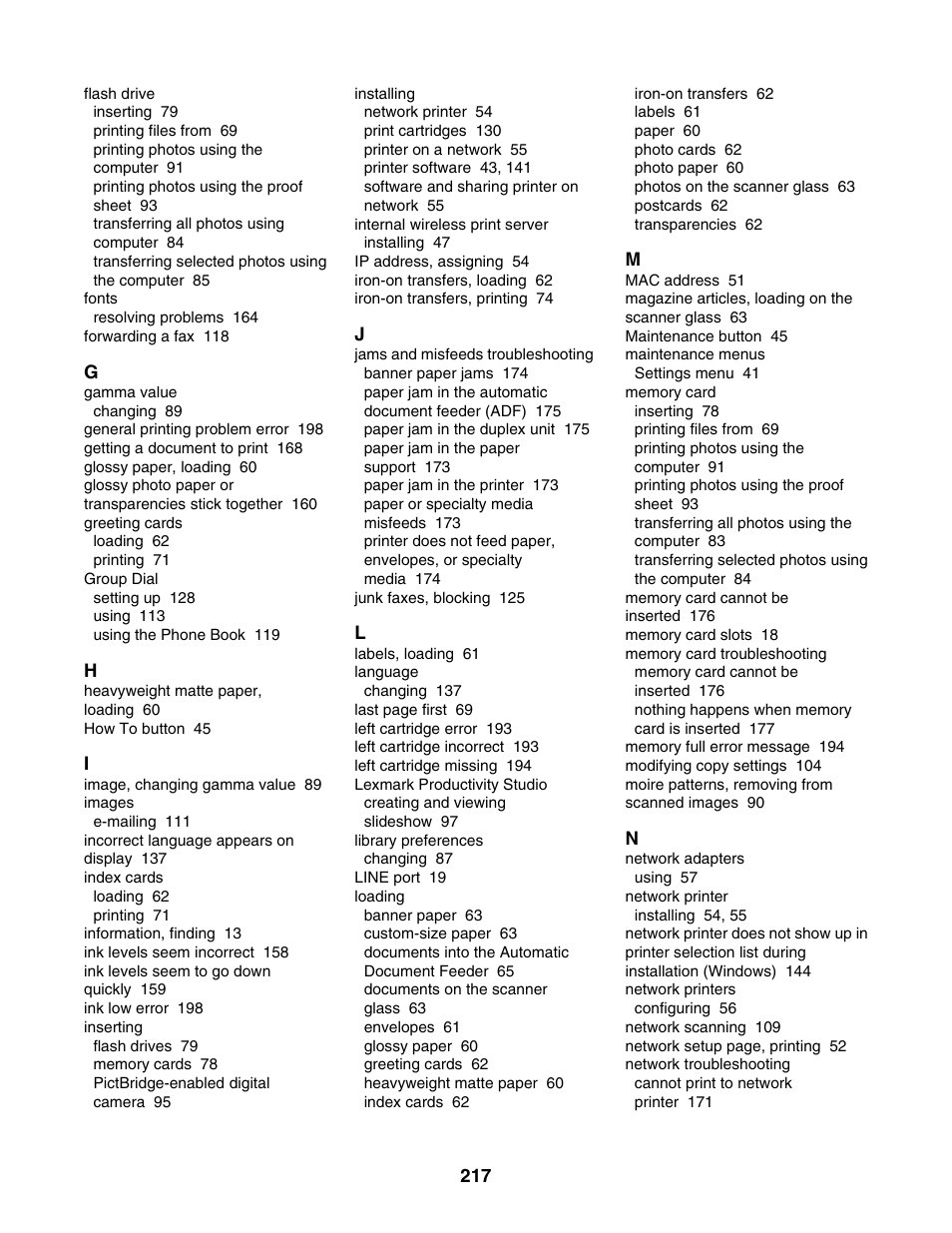 Lexmark 6500 Series User Manual | Page 217 / 223