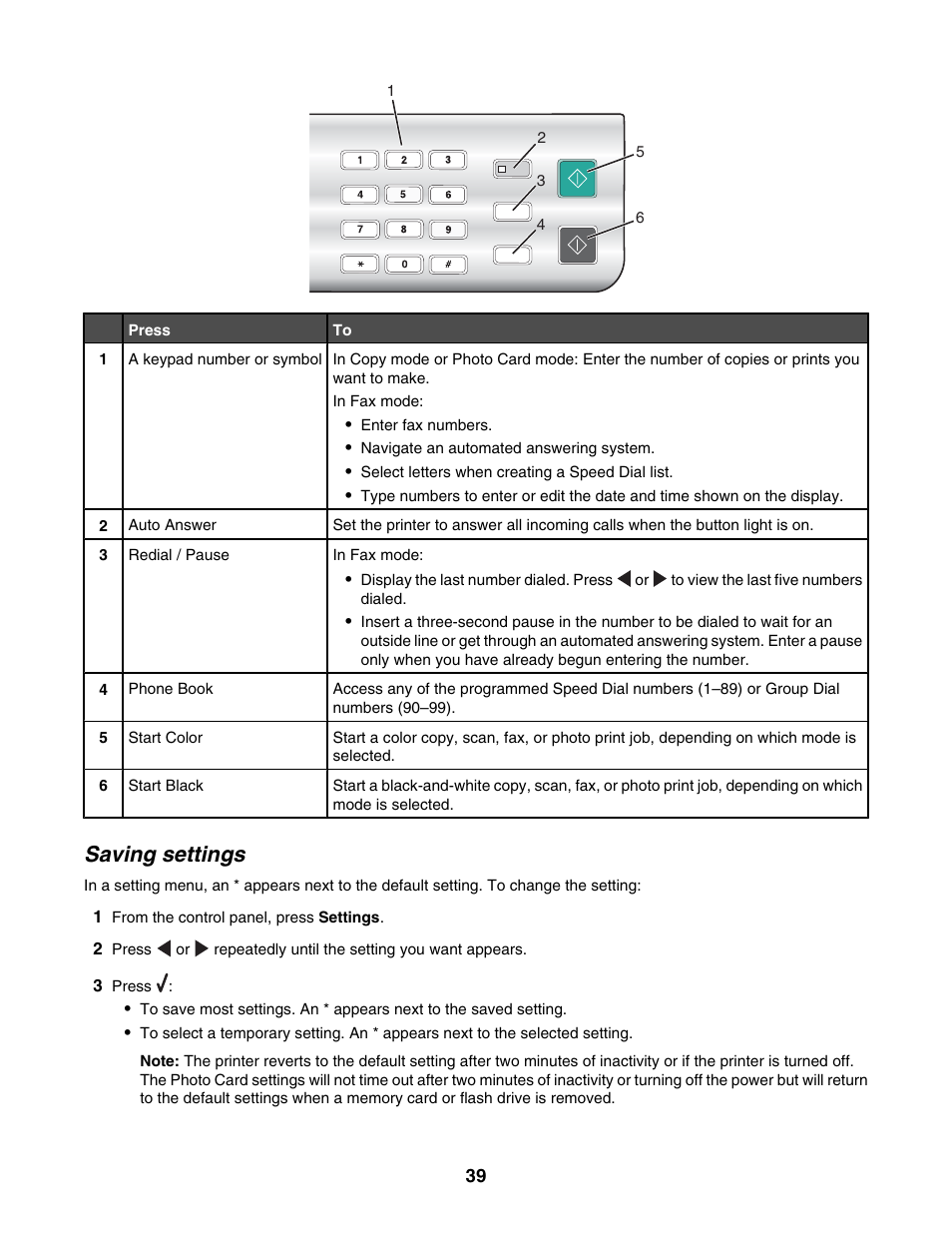 Saving settings | Lexmark 6500 Series User Manual | Page 39 / 223