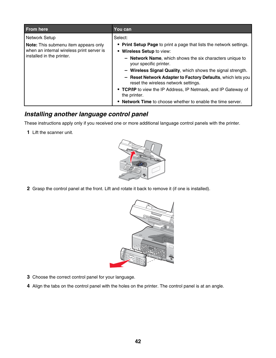 Installing another language control panel | Lexmark 6500 Series User Manual | Page 42 / 223