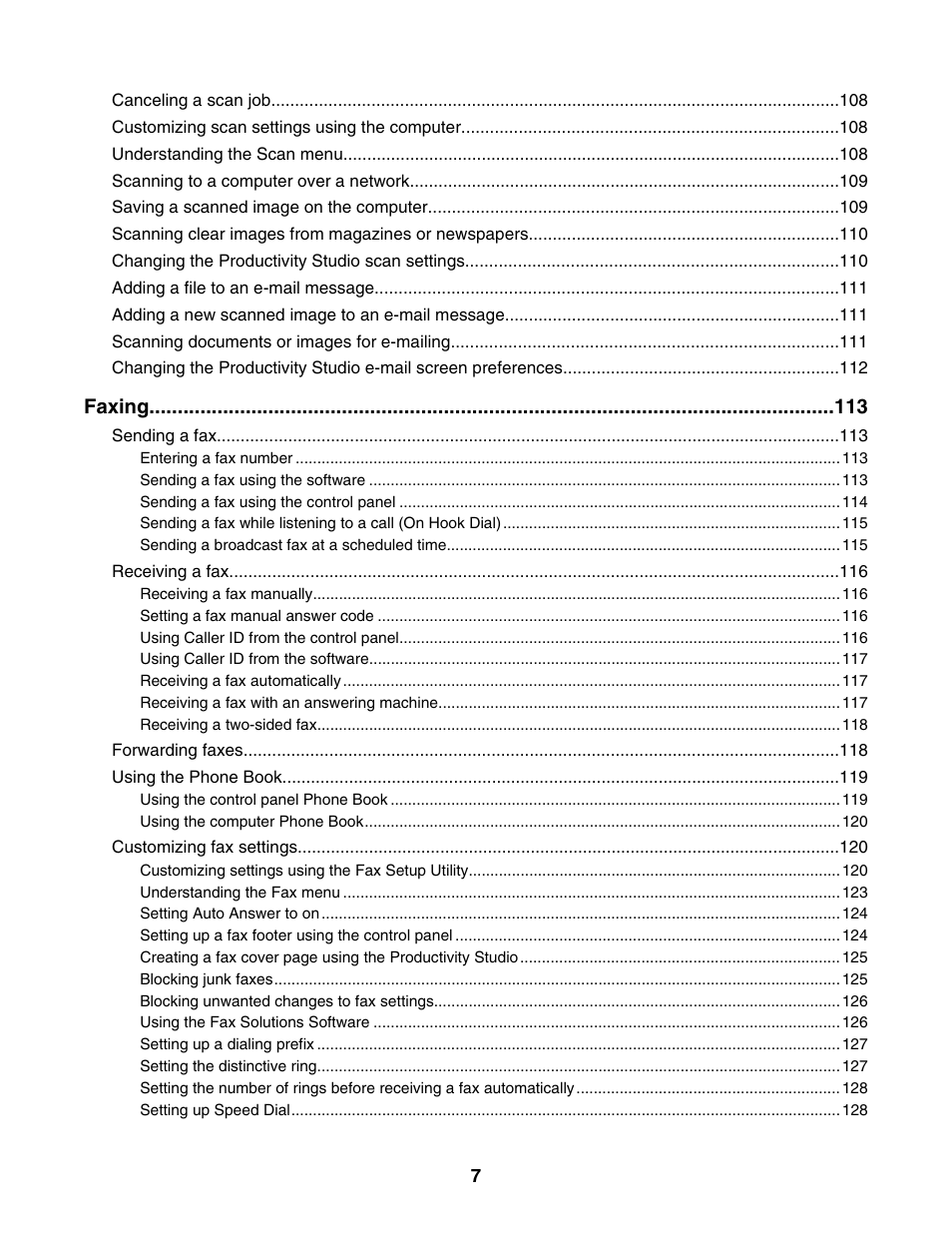 Faxing | Lexmark 6500 Series User Manual | Page 7 / 223