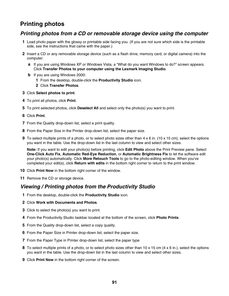 Printing photos | Lexmark 6500 Series User Manual | Page 91 / 223