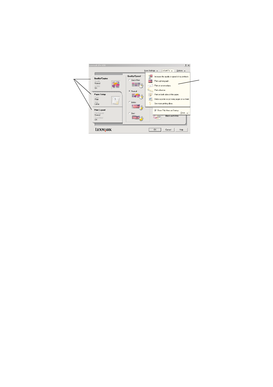 The i want to... menu | Lexmark X75 User Manual | Page 8 / 35