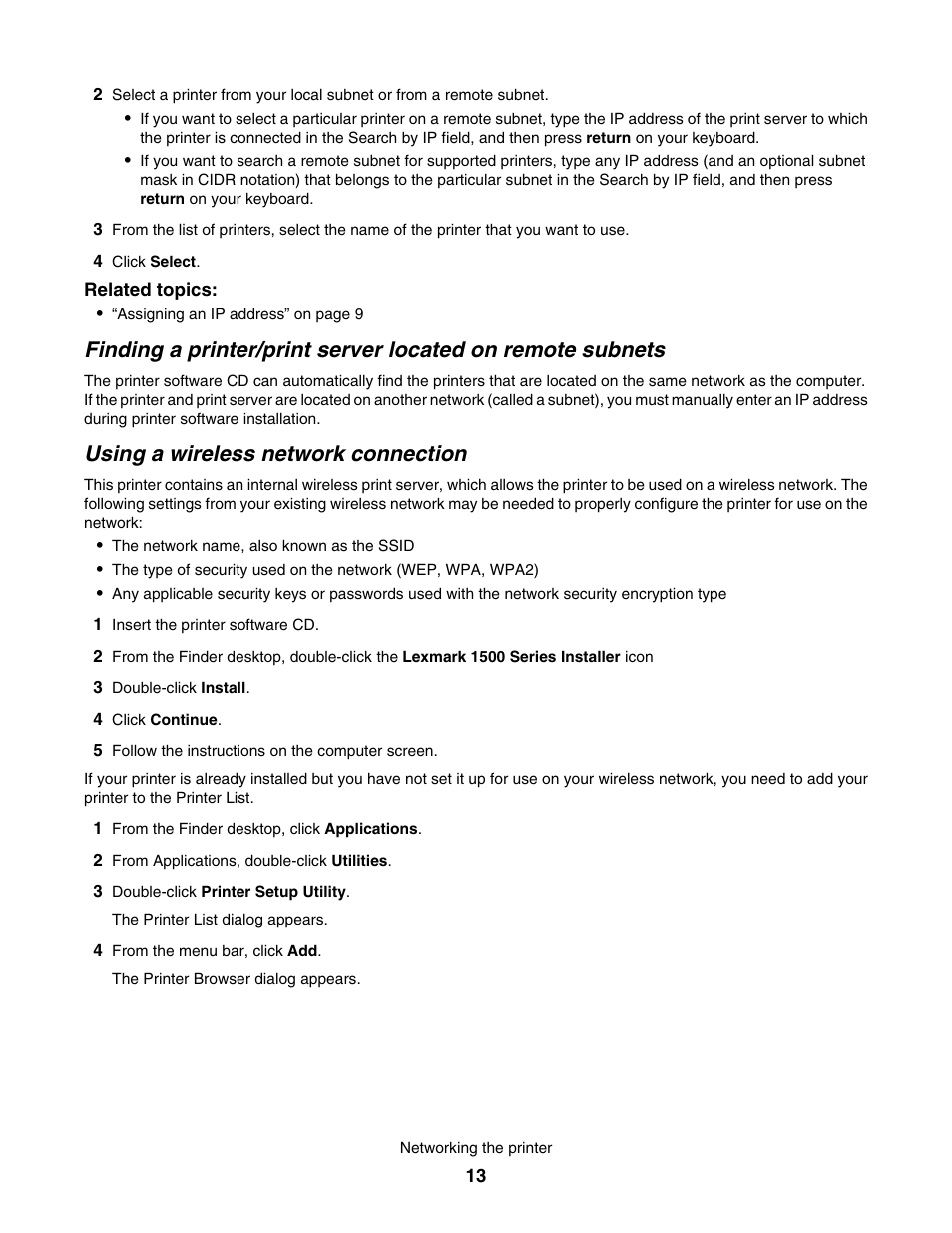 Using a wireless network connection | Lexmark 1500 User Manual | Page 13 / 124
