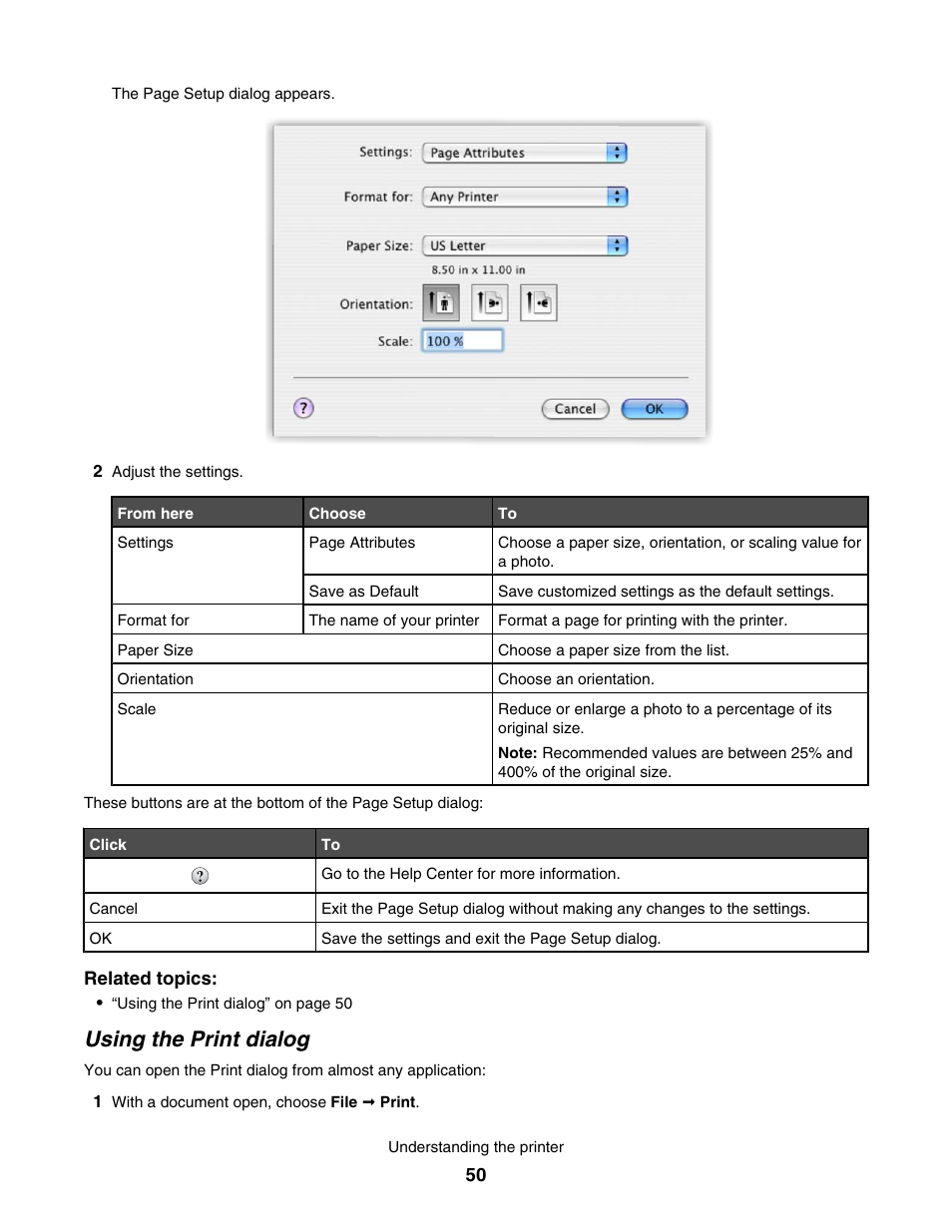 Using the print dialog | Lexmark 1500 User Manual | Page 50 / 124