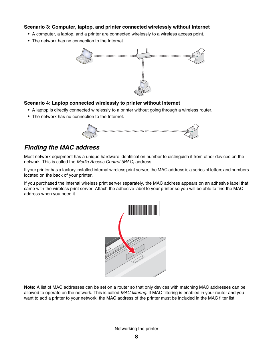 Finding the mac address | Lexmark 1500 User Manual | Page 8 / 124