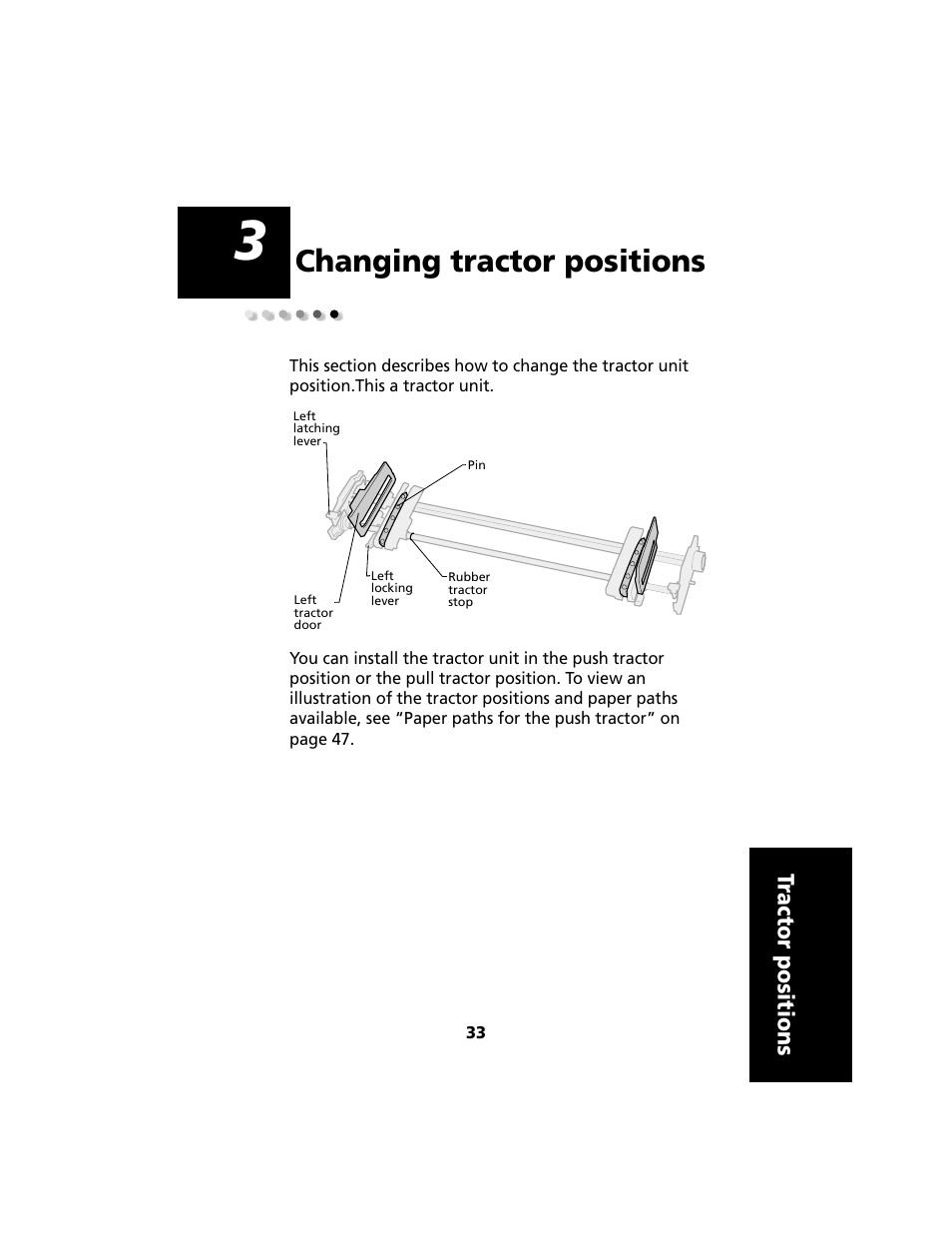 Changing tractor positions, Chapter 3: changing tractor positions | Lexmark 2480 User Manual | Page 37 / 168
