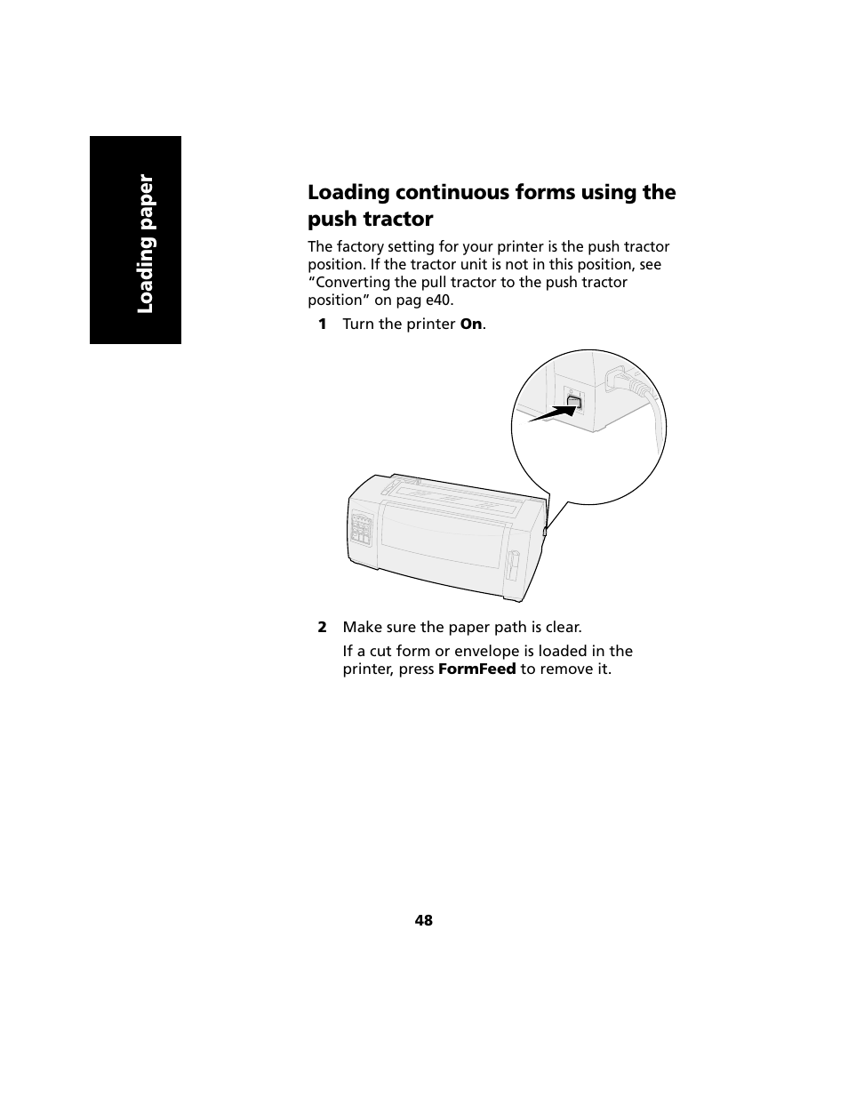 Loading continuous forms using the push tractor | Lexmark 2480 User Manual | Page 52 / 168