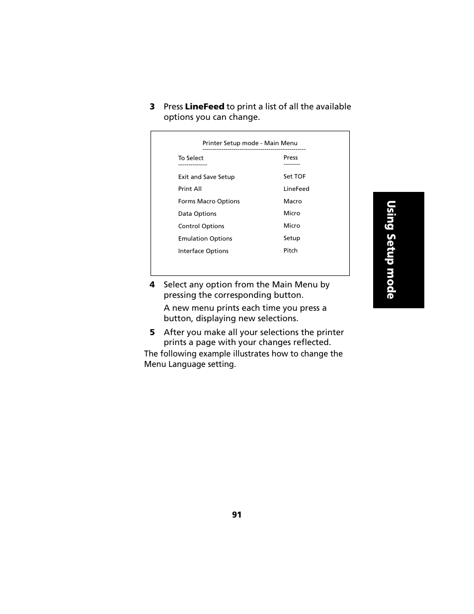 Using setup mode | Lexmark 2480 User Manual | Page 95 / 168