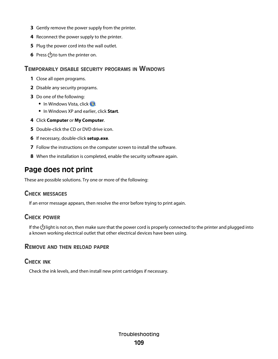 Page does not print | Lexmark 4900 Series User Manual | Page 109 / 149