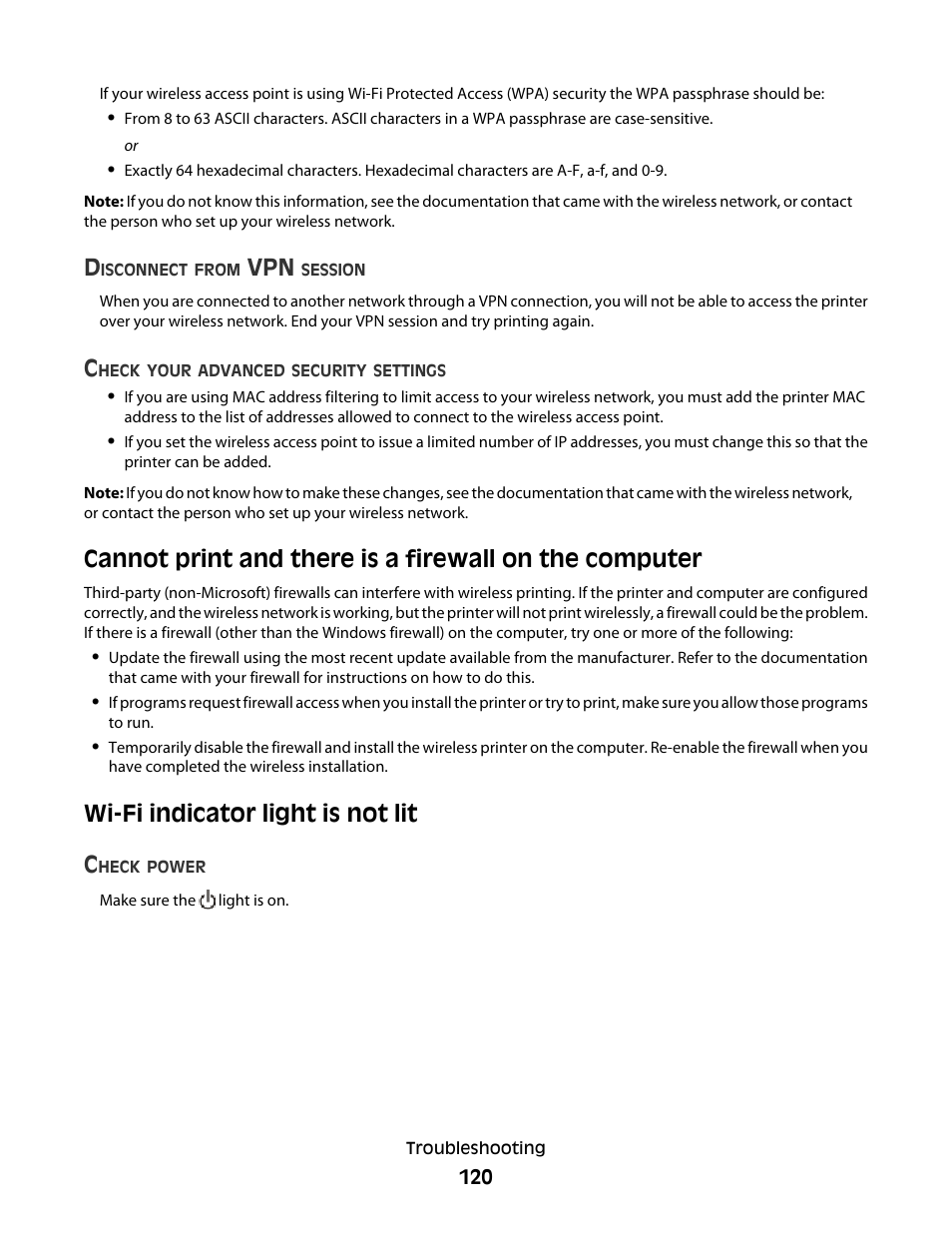 Wi-fi indicator light is not lit, Wi-fi indicator light is not lit c | Lexmark 4900 Series User Manual | Page 120 / 149
