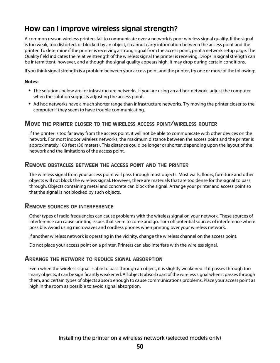 How can i improve wireless signal strength | Lexmark 4900 Series User Manual | Page 50 / 149