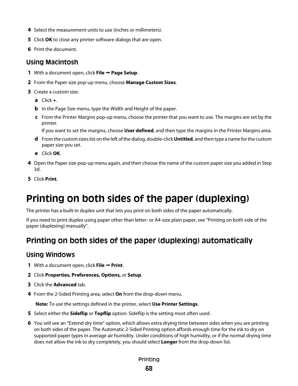 Printing on both sides of the paper (duplexing) | Lexmark 4900 Series User Manual | Page 68 / 149
