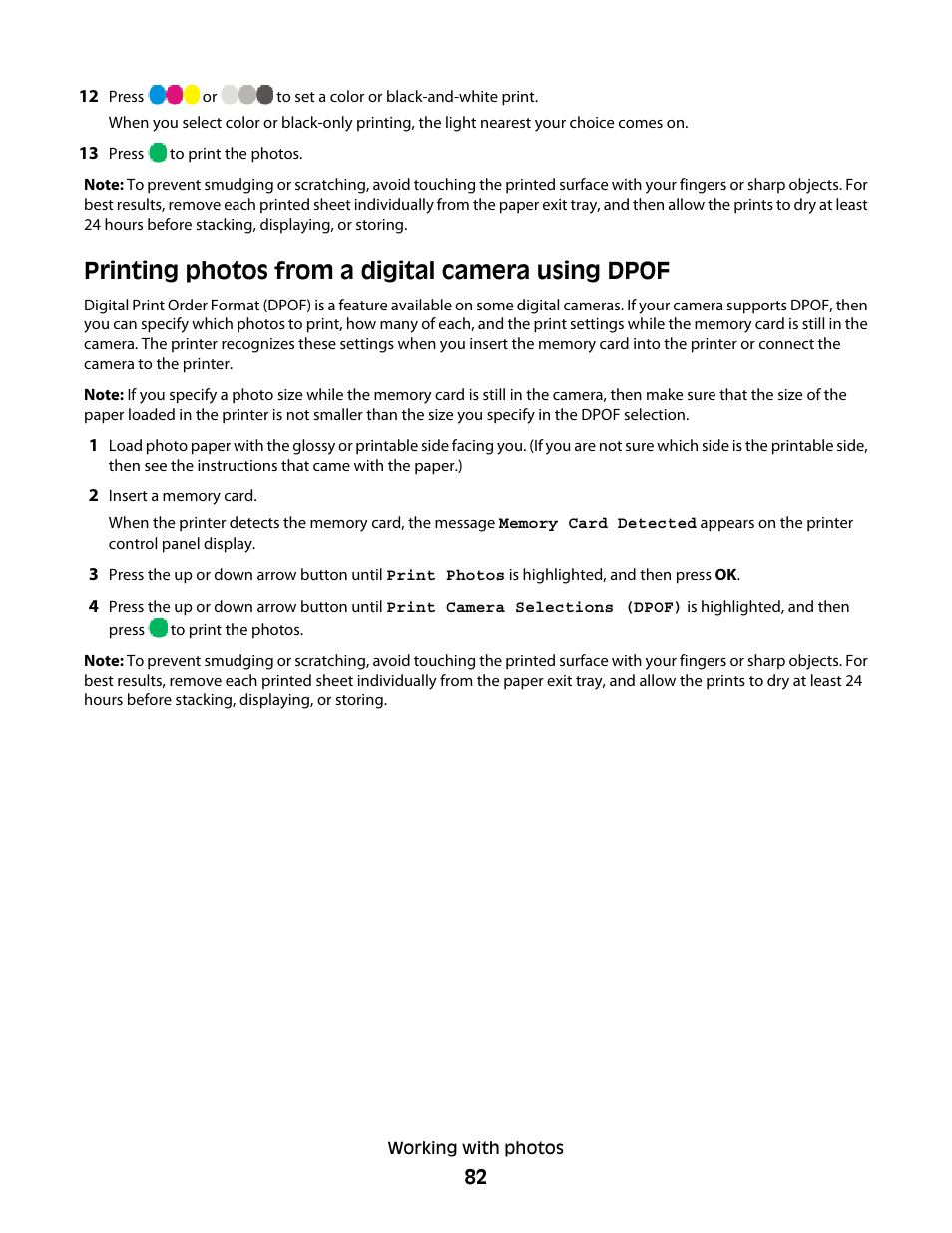 Printing photos from a digital camera using dpof | Lexmark 4900 Series User Manual | Page 82 / 149