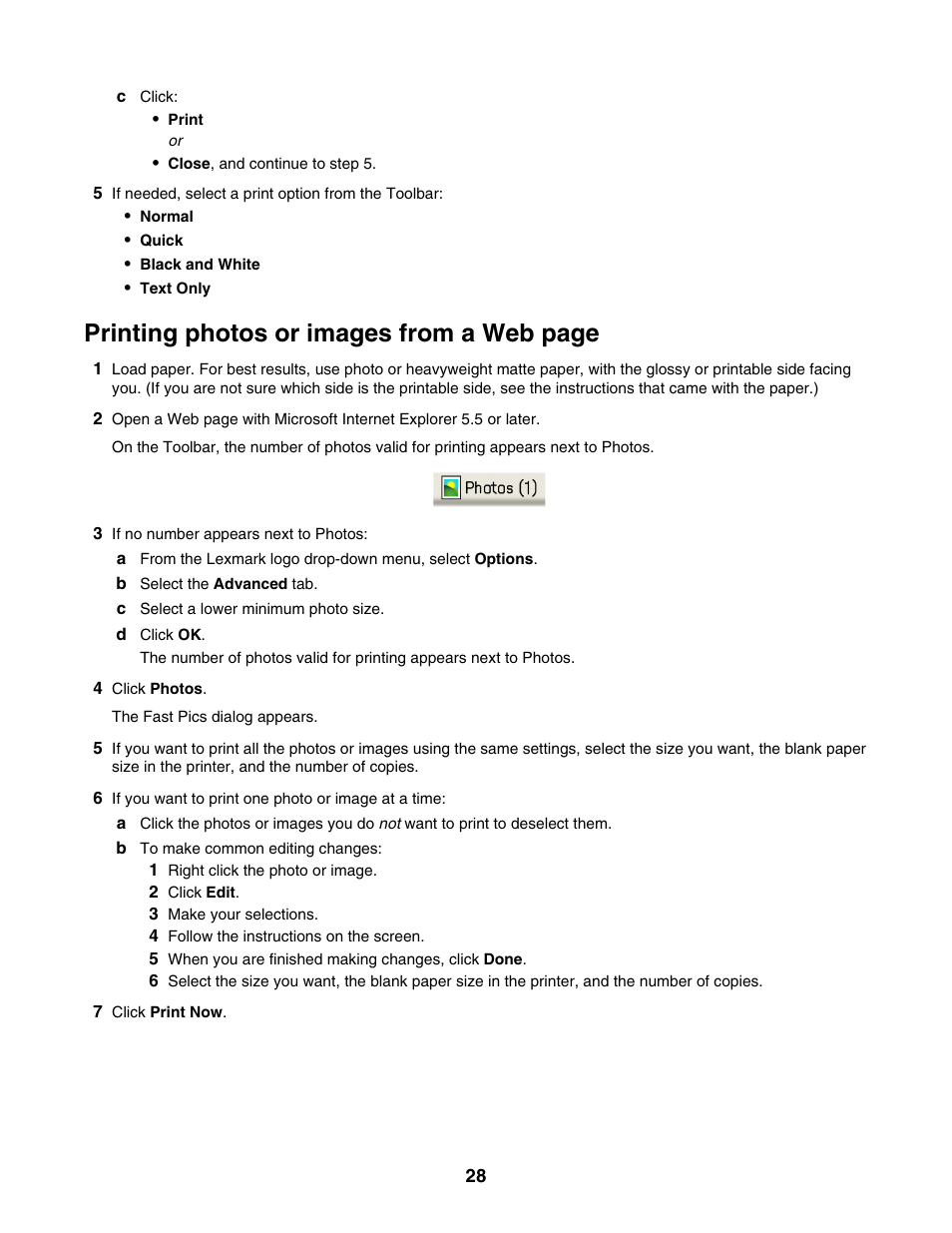 Printing photos or images from a web page | Lexmark 1400 Series User Manual | Page 28 / 53