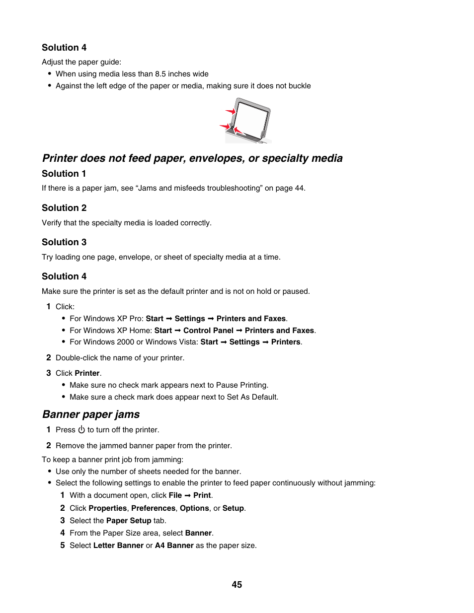 Banner paper jams | Lexmark 1400 Series User Manual | Page 45 / 53