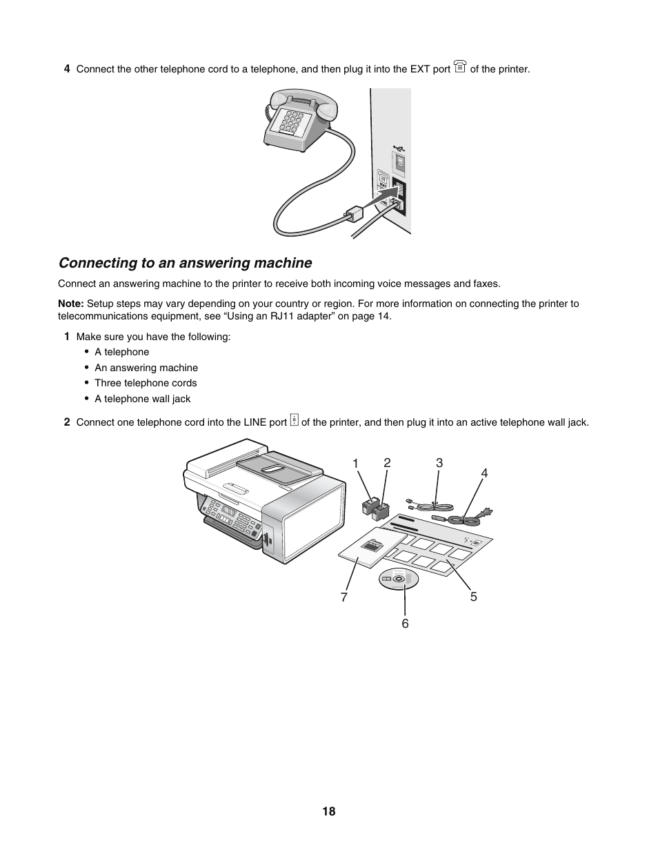 Connecting to an answering machine | Lexmark 5400 User Manual | Page 18 / 127