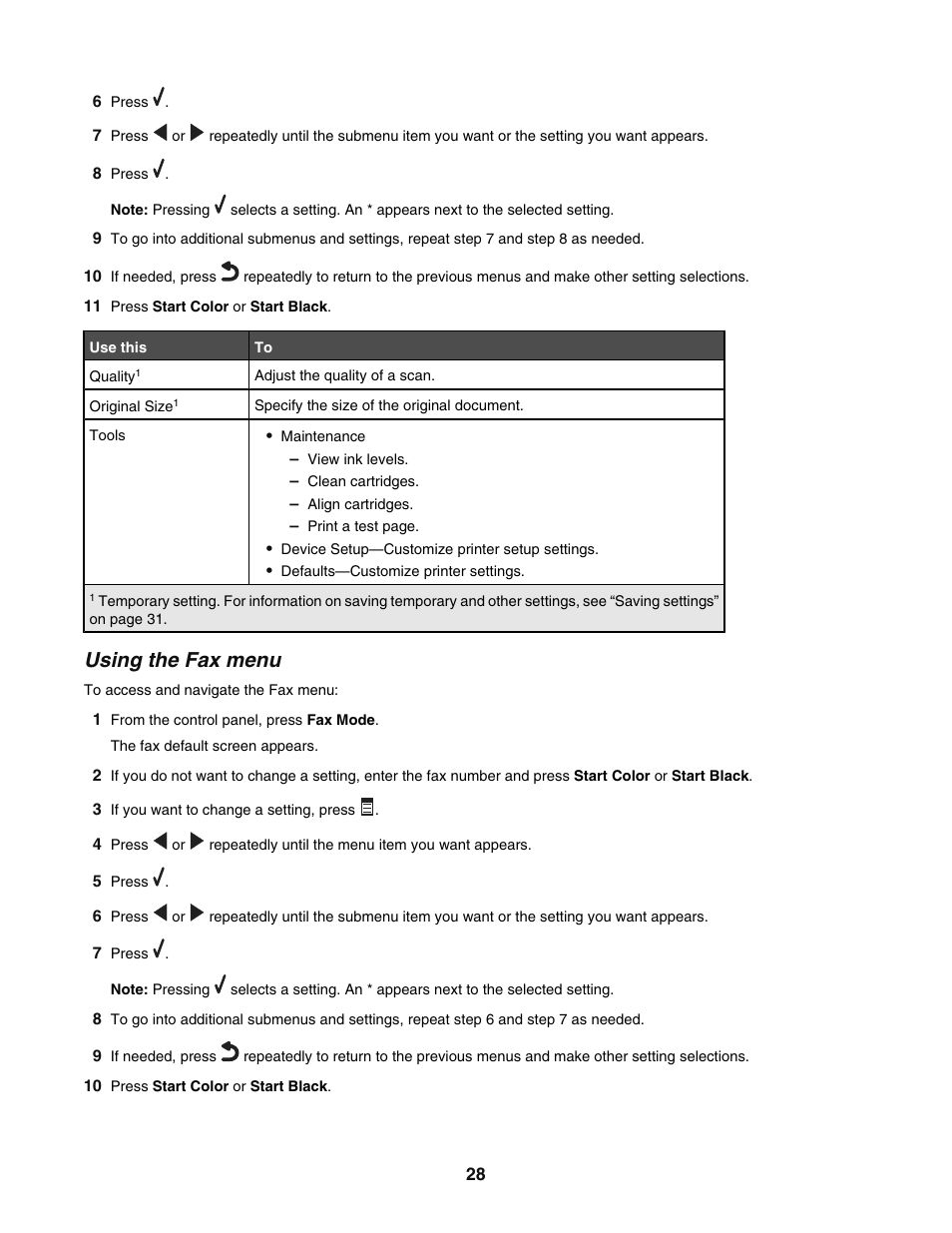 Using the fax menu | Lexmark 5400 User Manual | Page 28 / 127