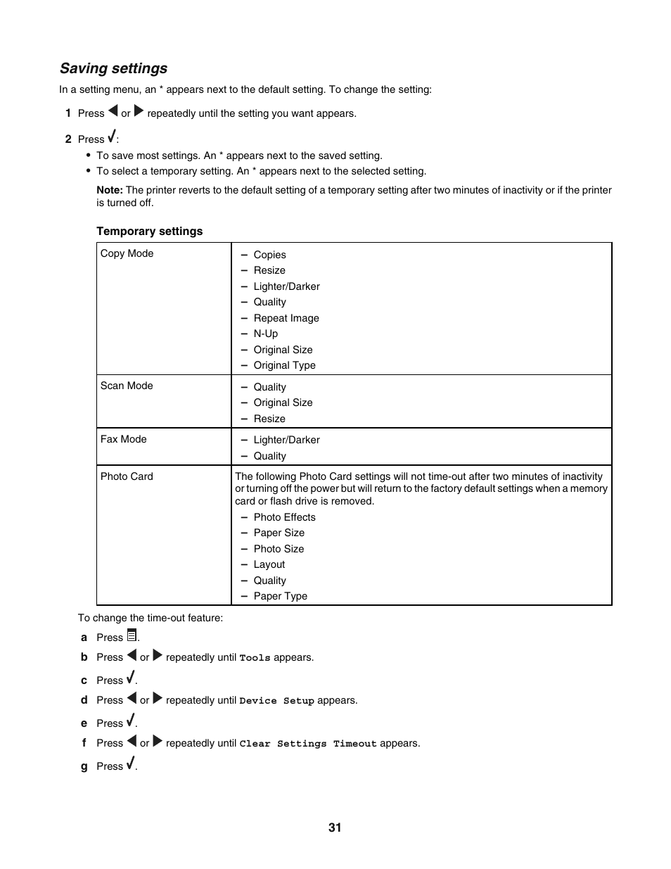 Saving settings | Lexmark 5400 User Manual | Page 31 / 127