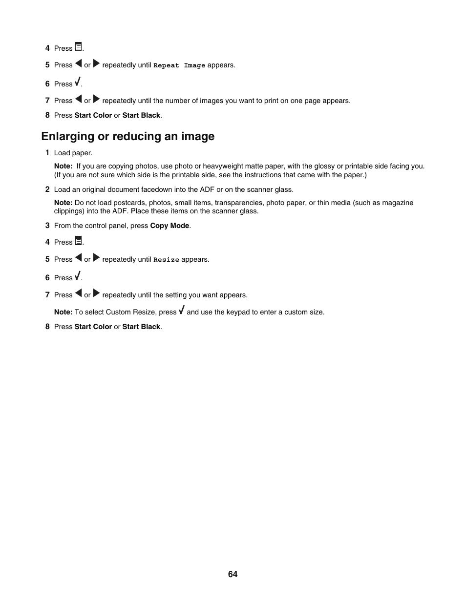 Enlarging or reducing an image | Lexmark 5400 User Manual | Page 64 / 127