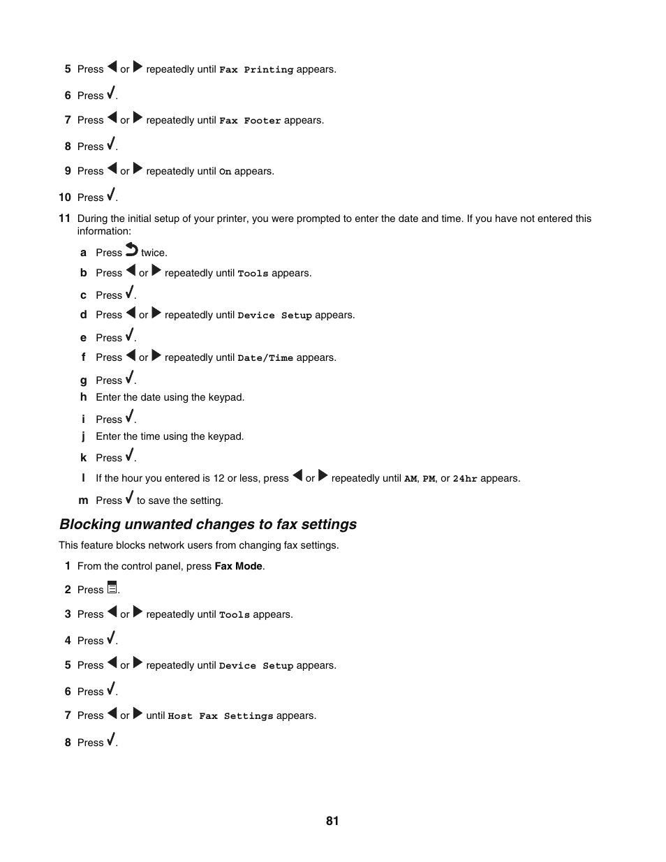 Blocking unwanted changes to fax settings | Lexmark 5400 User Manual | Page 81 / 127