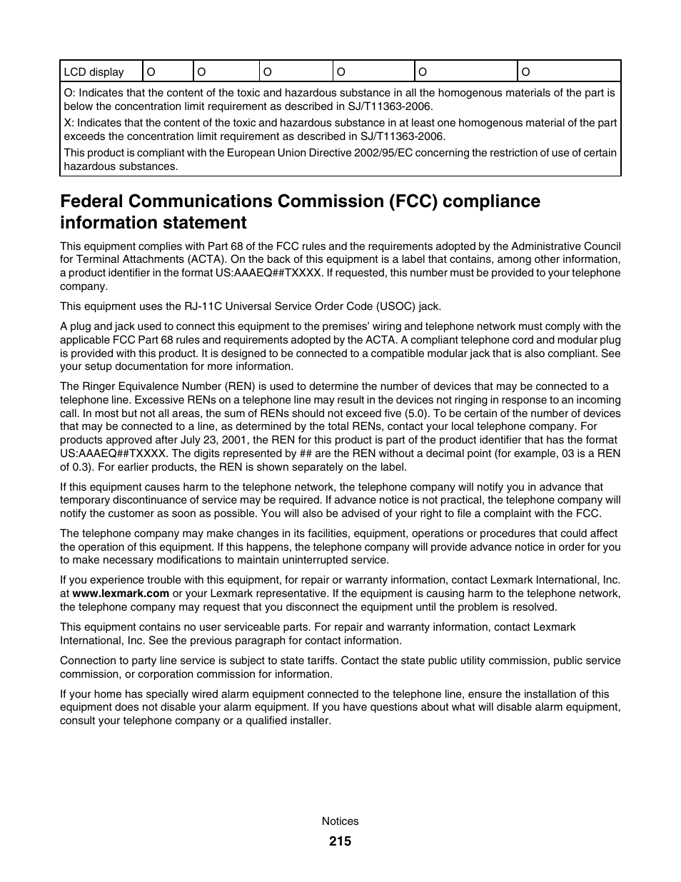 Lexmark 7500 Series User Manual | Page 215 / 227