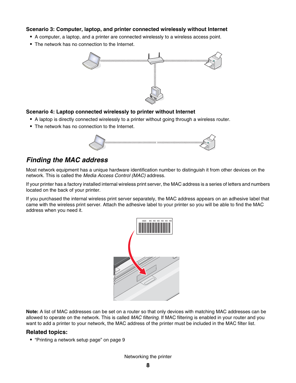 Finding the mac address | Lexmark 7500 Series User Manual | Page 8 / 227