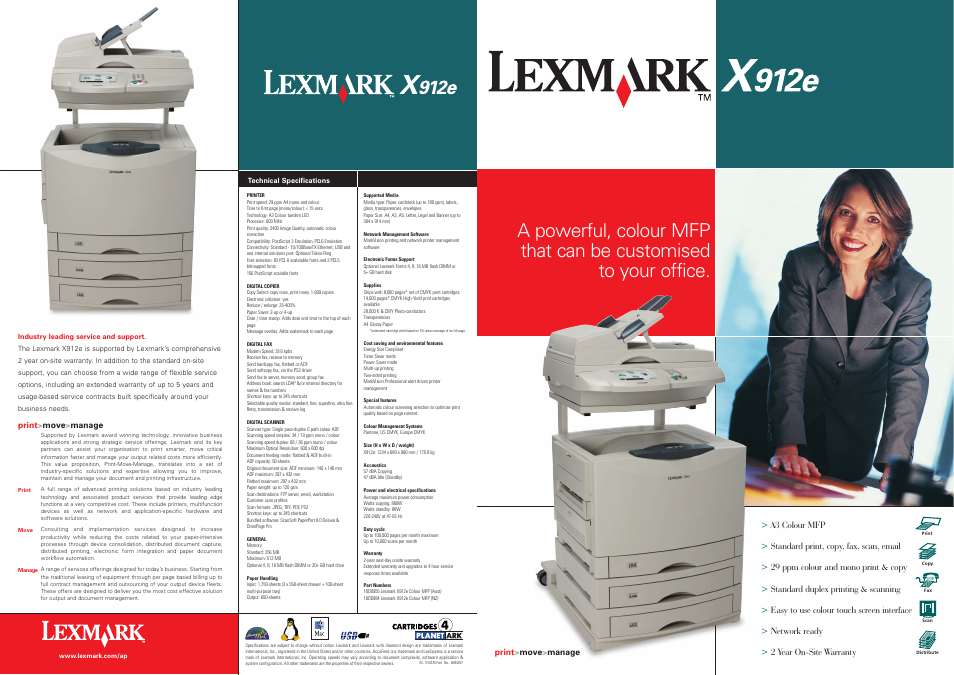 Lexmark X912e User Manual | 2 pages
