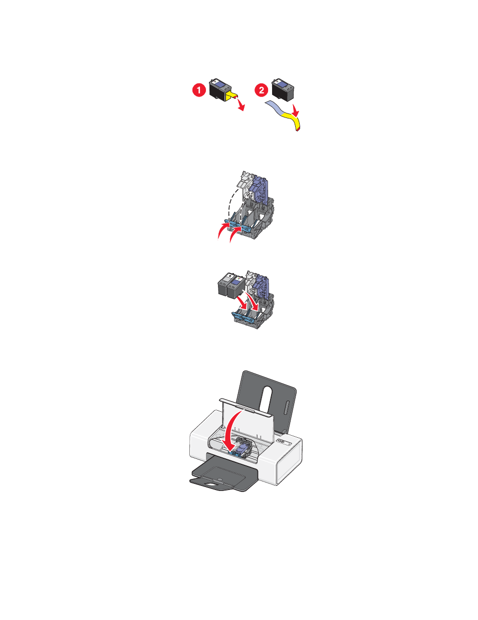 Installing print cartridges | Lexmark 840 Series User Manual | Page 24 / 44