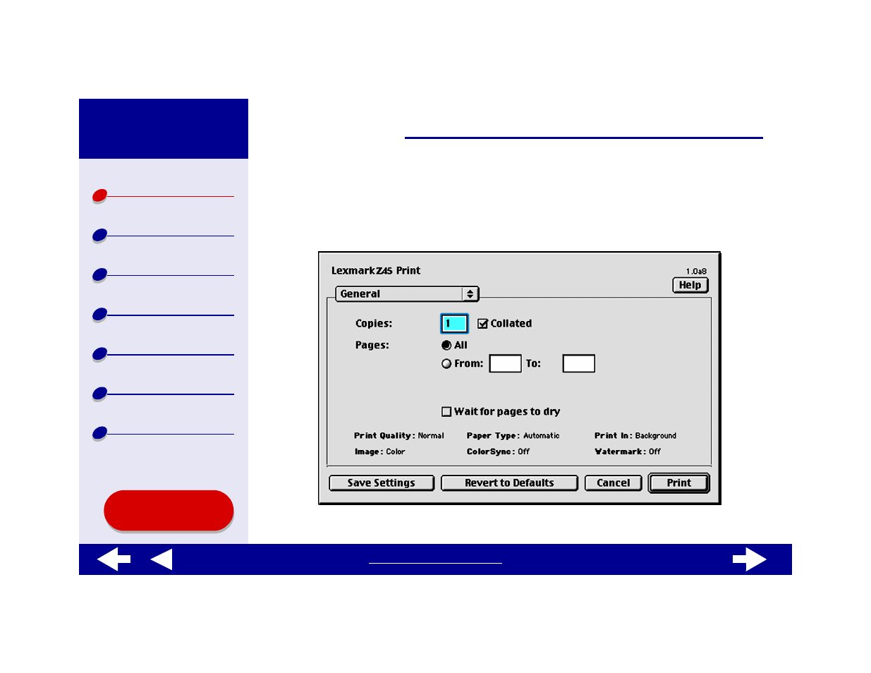 Print dialog box, Print, Dialog box | Lexmark Z45 User Manual | Page 7 / 118