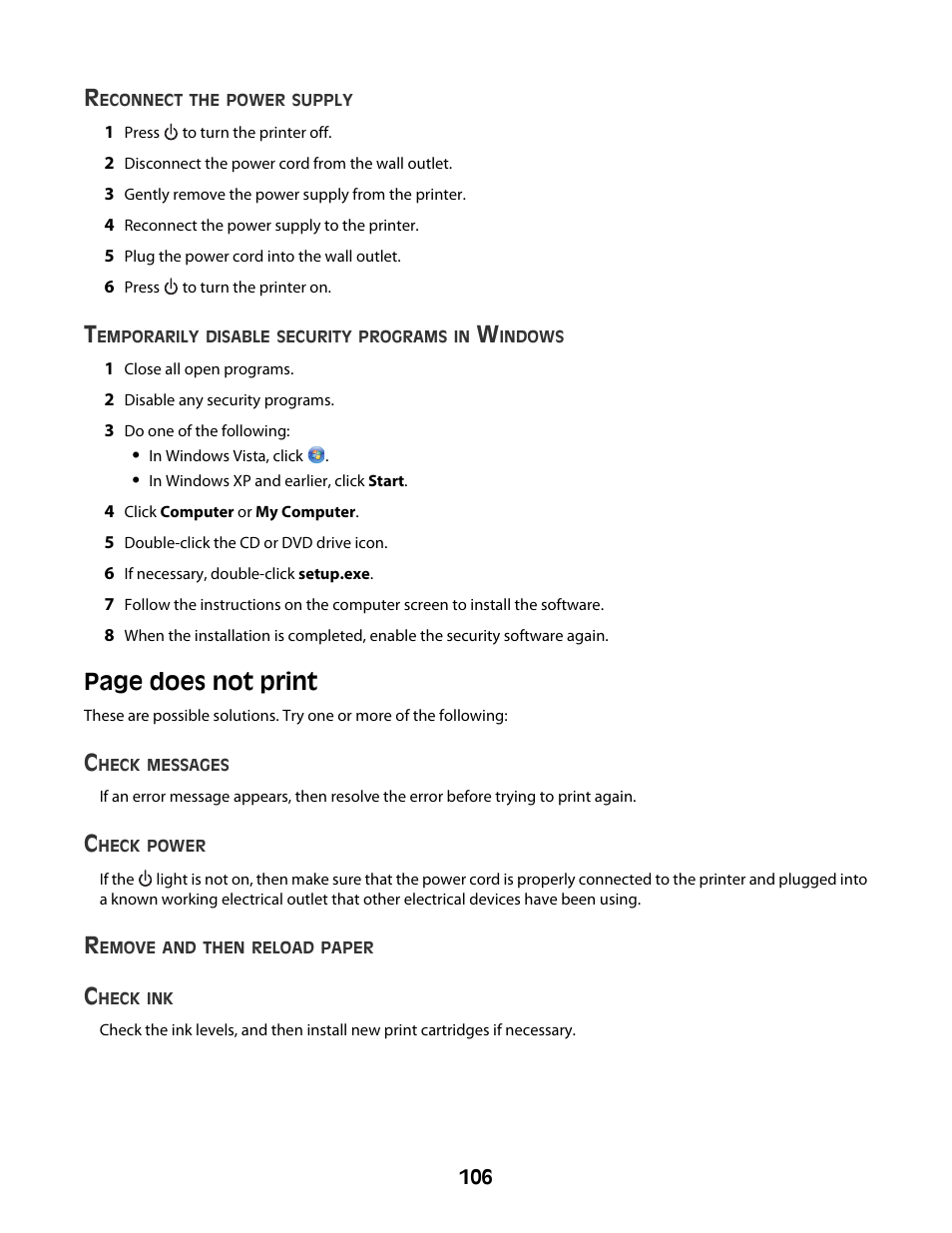 Page does not print | Lexmark 4600 Series User Manual | Page 106 / 144