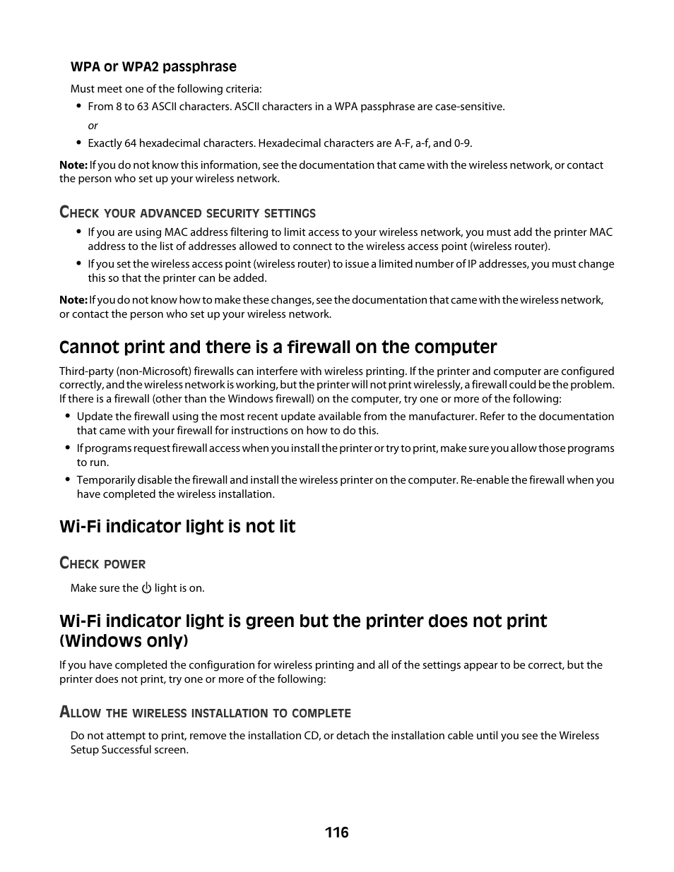 Wi-fi indicator light is not lit, Wi-fi indicator light is not lit c | Lexmark 4600 Series User Manual | Page 116 / 144