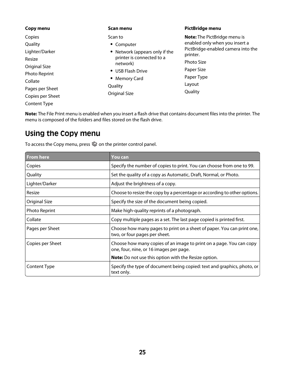 Using the copy menu | Lexmark 4600 Series User Manual | Page 25 / 144