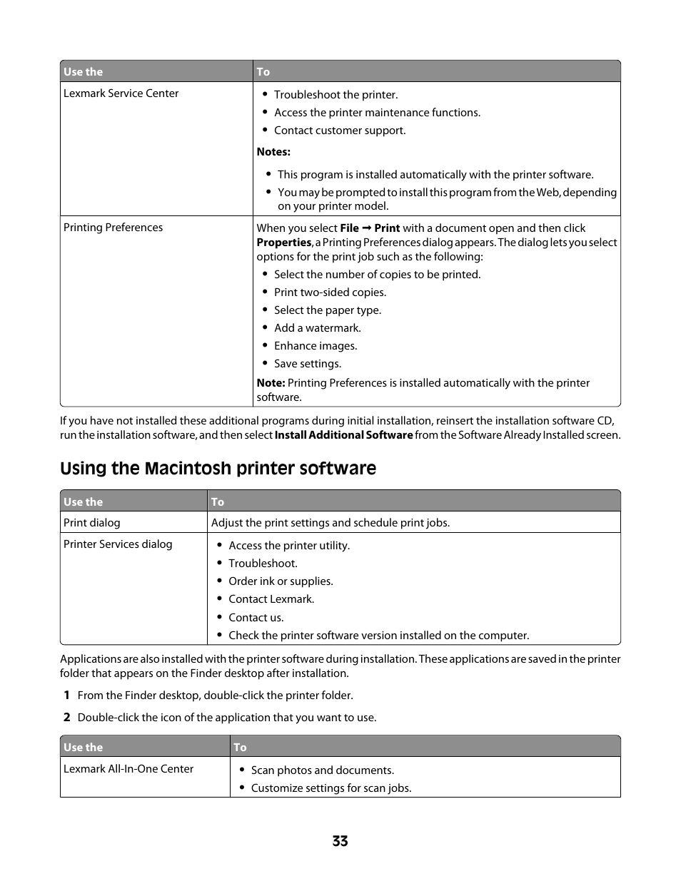 Using the macintosh printer software | Lexmark 4600 Series User Manual | Page 33 / 144