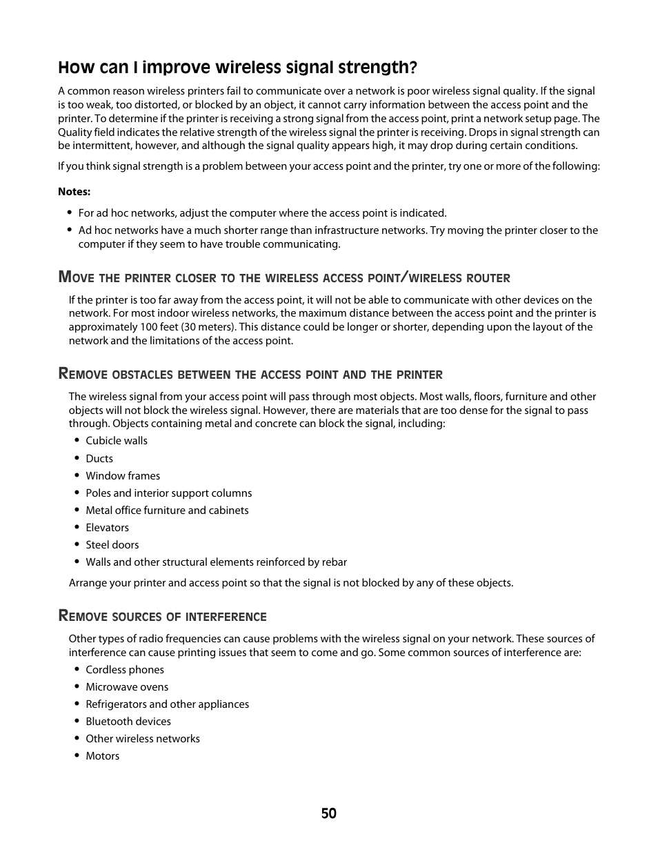 How can i improve wireless signal strength | Lexmark 4600 Series User Manual | Page 50 / 144